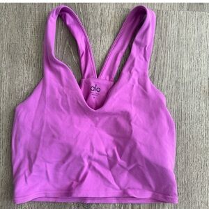 ALO Yoga Pink V-Neck Sports Bra Intimates